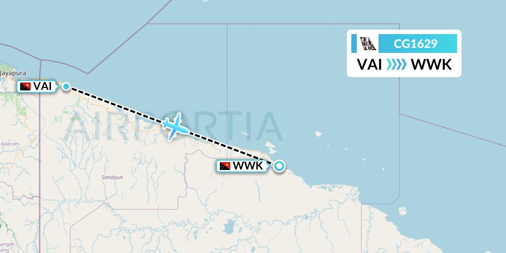 CG1629 Airlines PNG Flight Map: Papua New Guinea to Wewak