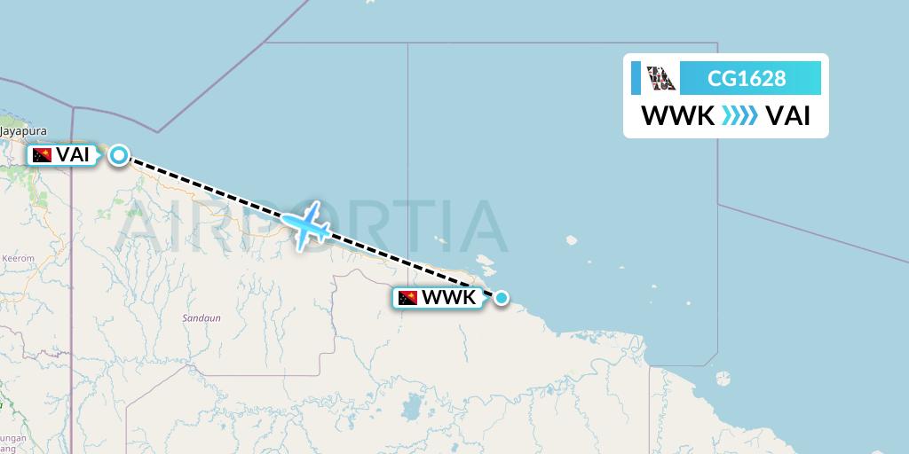 CG1628 Airlines PNG Flight Map: Wewak to Papua New Guinea