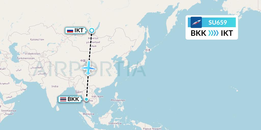 SU659 Aeroflot Flight Map: Bangkok to Irkutsk