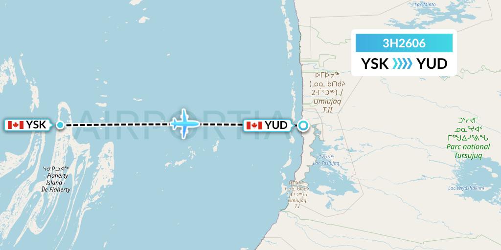 3H2606 Air Inuit Flight Map: Sanikiluaq to Umiujaq