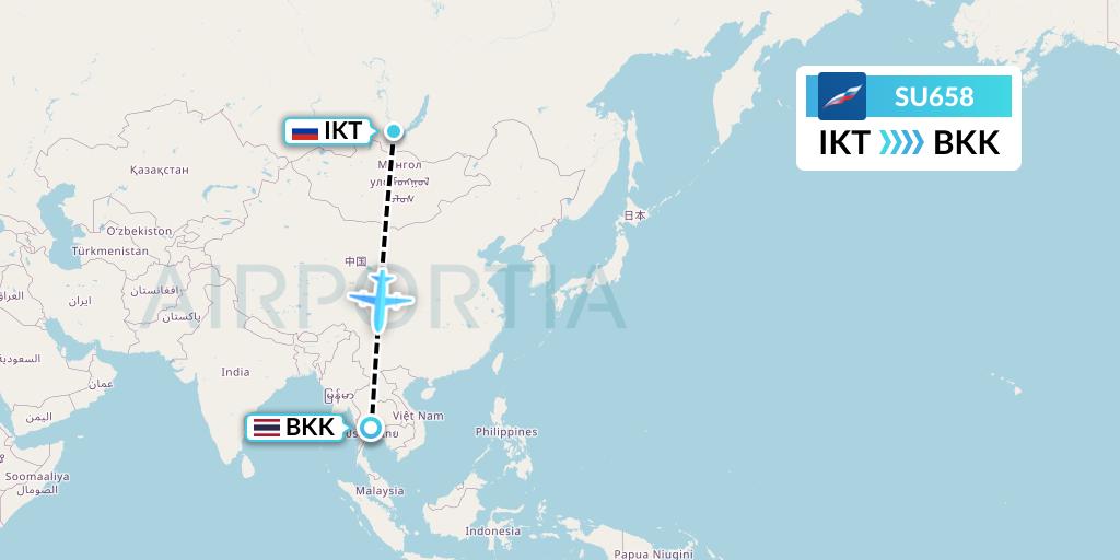 SU658 Aeroflot Flight Map: Irkutsk to Bangkok