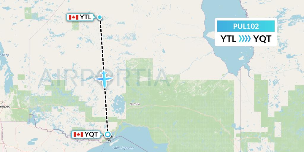 PUL102 Ornge Air Flight Map: Big Trout to Thunder Bay