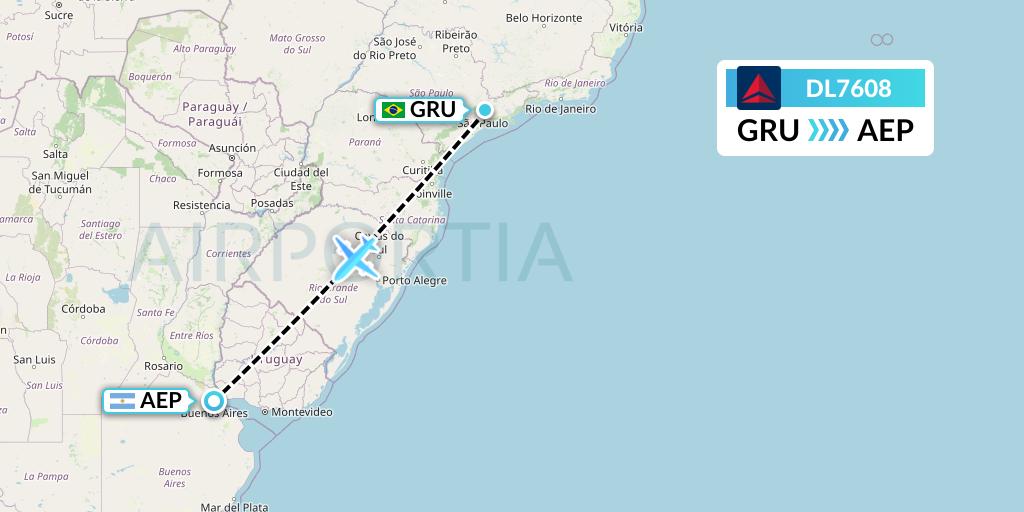 DL7608 Delta Air Lines Flight Map: Sao Paulo to Buenos Aires