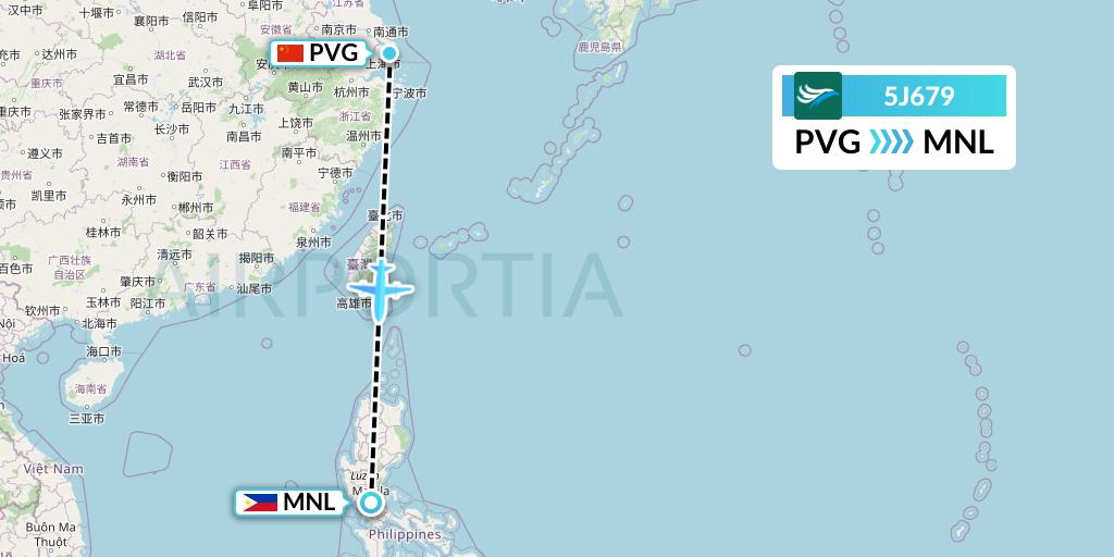 5J679 CEBU Pacific Air Flight Map: Shanghai to Manila