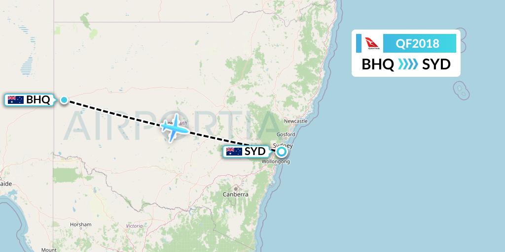QF2018 Qantas Flight Map: Broken Hill to Sydney