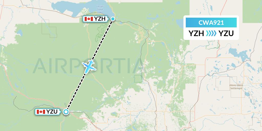 CWA921 Can West Corporate Air Charters Ltd. Flight Map: Slave Lake to Whitecourt