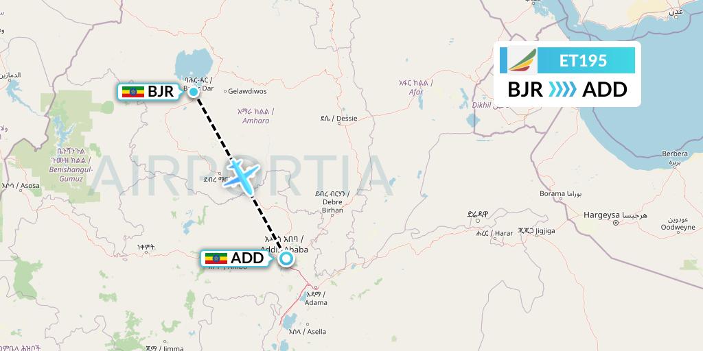 ET195 Ethiopian Airlines Flight Map: Bahir Dar to Addis Ababa