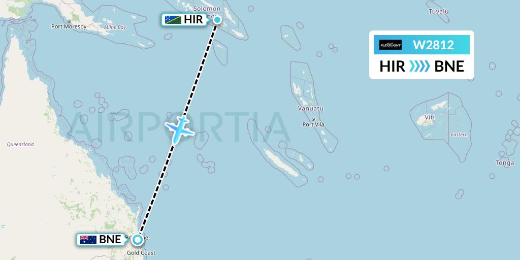 W2812 Flex Flight Flight Map: Honiara to Brisbane