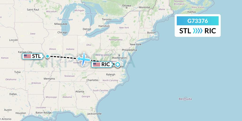 G73376 GoJet Flight Map: St. Louis to Richmond