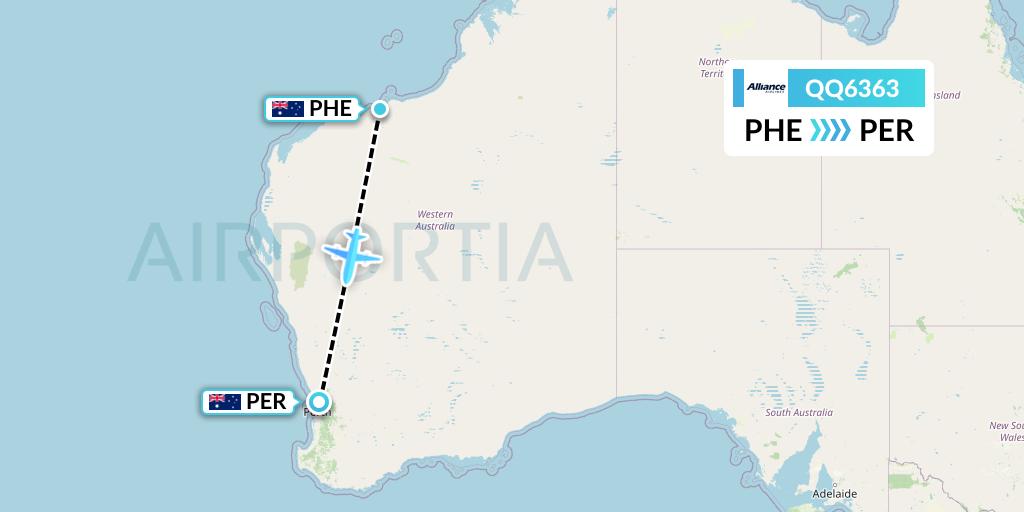 QQ6363 Alliance Airlines Flight Map: Port Hedland to Perth