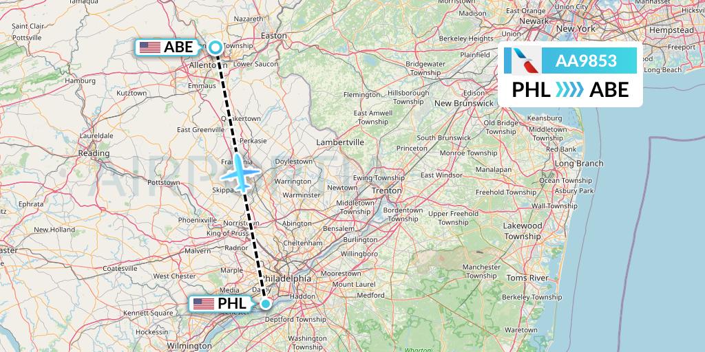 AA9853 Flight Status American Airlines Philadelphia to Allentown (AAL9853)