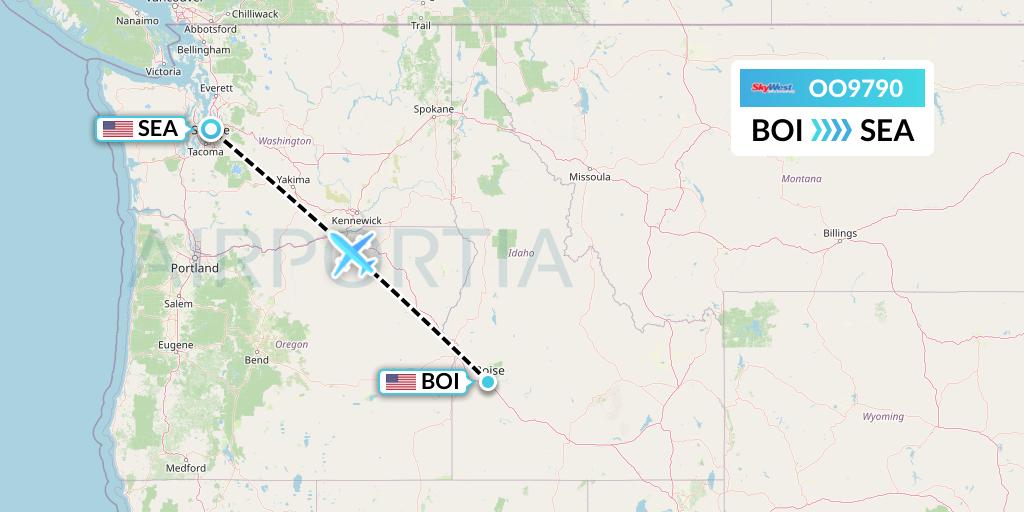 OO9790 SkyWest Airlines Flight Map: Boise to Seattle