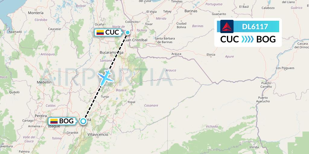 DL6117 Delta Air Lines Flight Map: Cucuta to Bogota