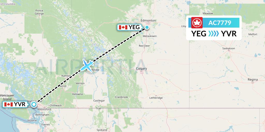 AC7779 Air Canada Flight Map: Edmonton to Vancouver