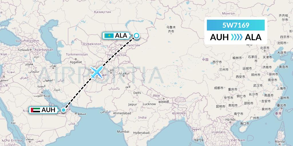 5W7169 Wizz Air Abu Dhabi Flight Map: Abu Dhabi to Almaty