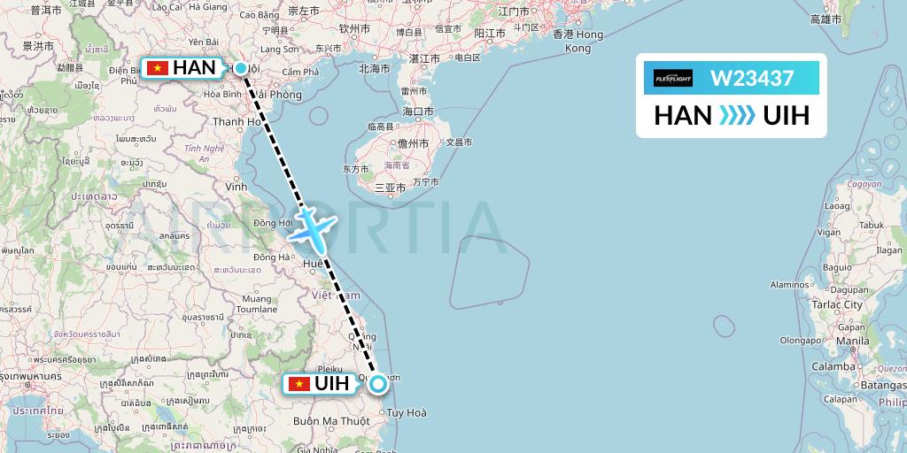 W23437 Flex Flight Flight Map: Hanoi to Qui Nhon