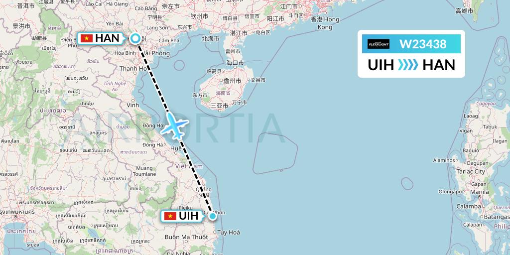 W23438 Flex Flight Flight Map: Qui Nhon to Hanoi