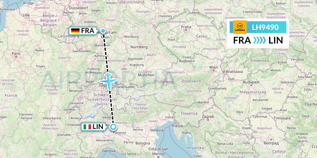 LH9490 Lufthansa Flight Map: Frankfurt to Milan