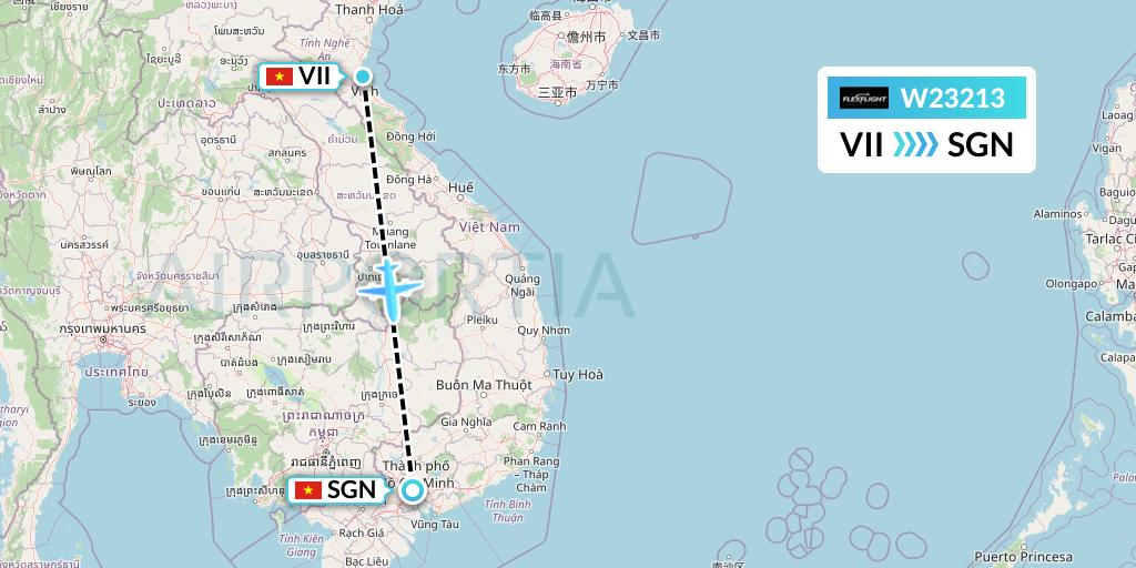 W23213 Flex Flight Flight Map: Vinh to Ho Chi Minh City