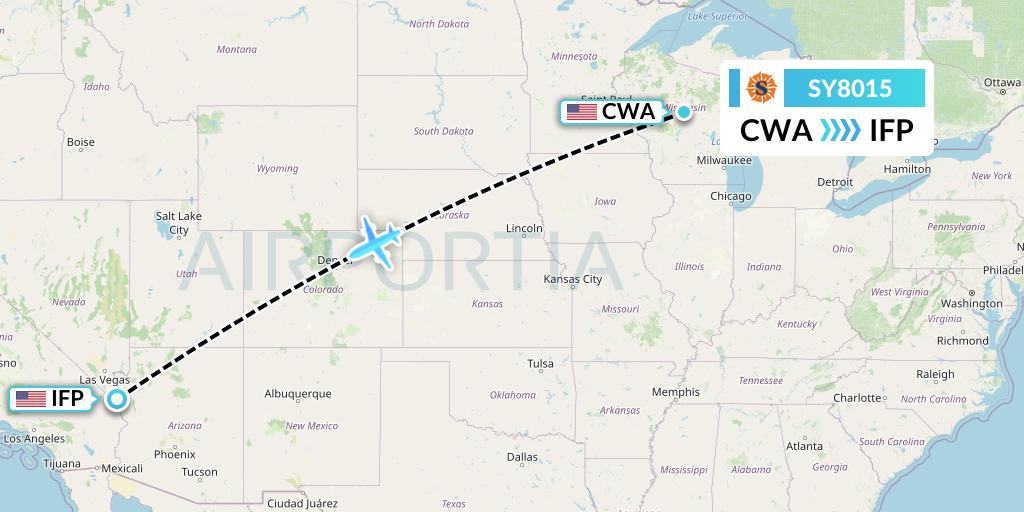 SY8015 Sun Country Airlines Flight Map: Wausau to Bullhead City