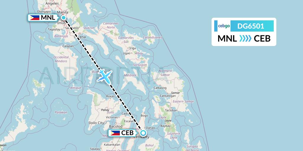 DG6501 Cebgo Flight Map: Manila to Cebu