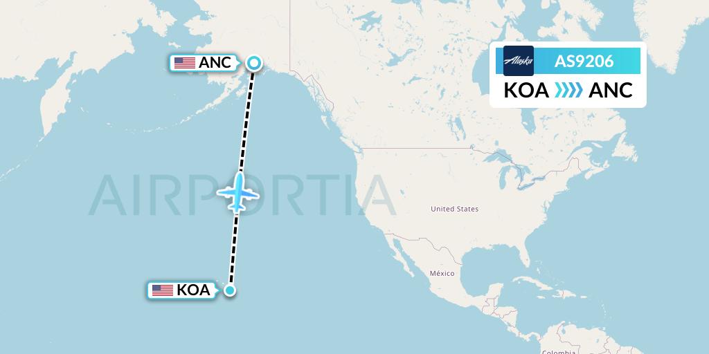 AS9206 Flight Status Alaska Airlines KailuaKona to Anchorage (ASA9206)