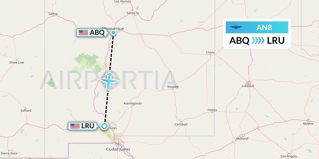 AN8 Advanced Air Flight Map: Albuquerque to Las Cruces