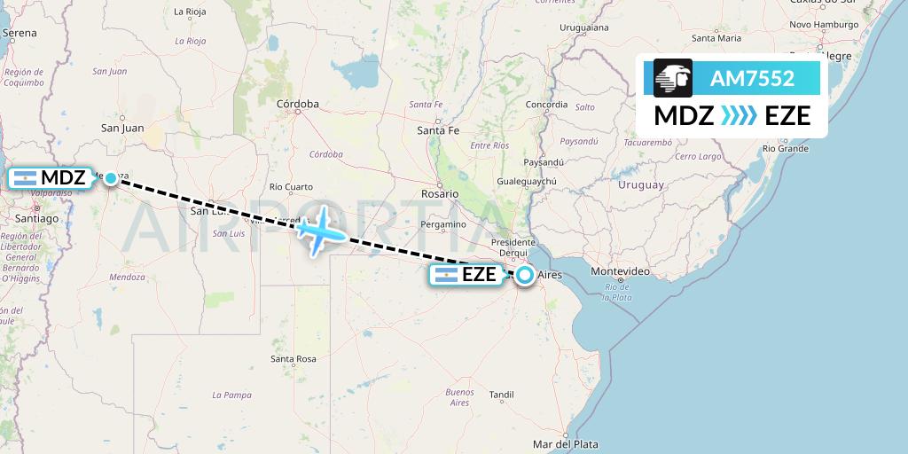 AM7552 Aeromexico Flight Map: Mendoza to Buenos Aires