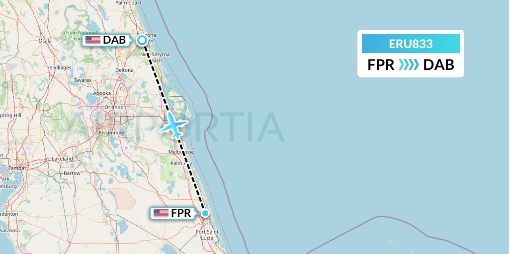 ERU833 Embry-riddle Aeronautical University Flight Map: Fort Pierce to Daytona Beach