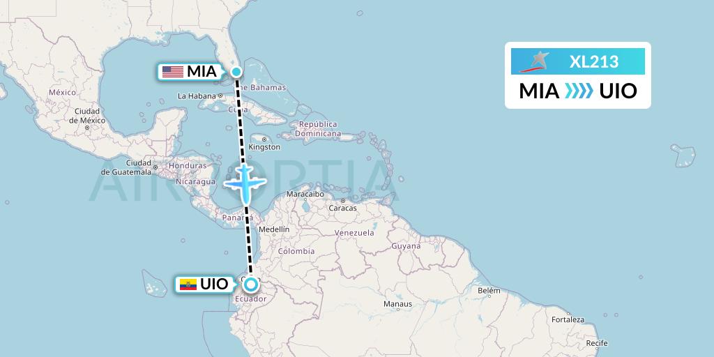 XL213 LATAM Airlines Ecuador Flight Map: Miami to Quito