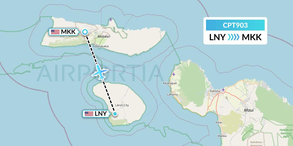 CPT903 Corporate Air Flight Map: Lanai to Kaunakakai
