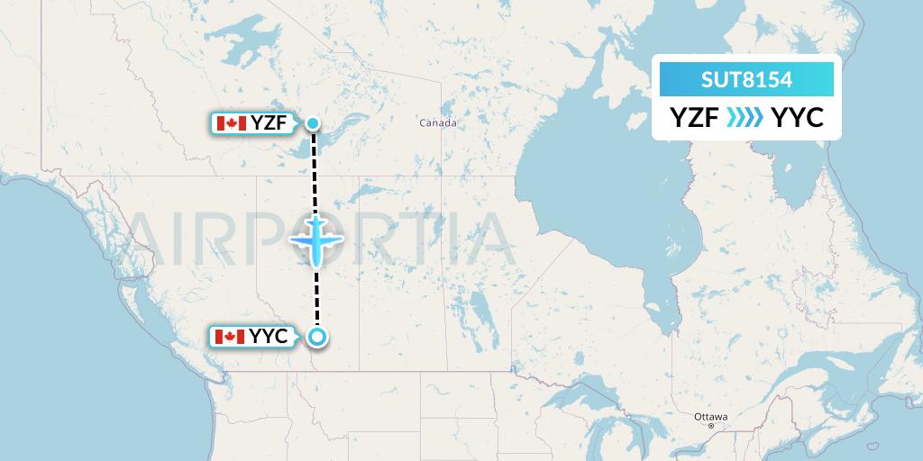 SUT8154 Summit Air Ltd. Flight Map: Yellowknife to Calgary