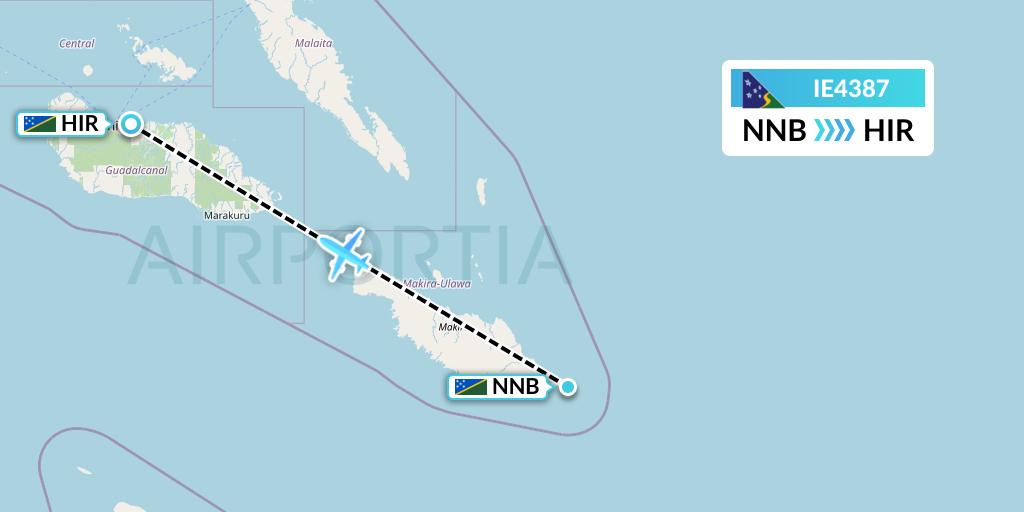 IE4387 Solomon Airlines Flight Map: Santa Ana Island to Honiara