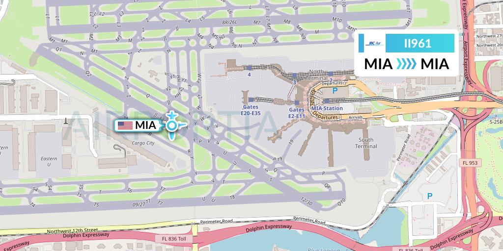 II961 IBC Airways Flight Map: Miami to Miami