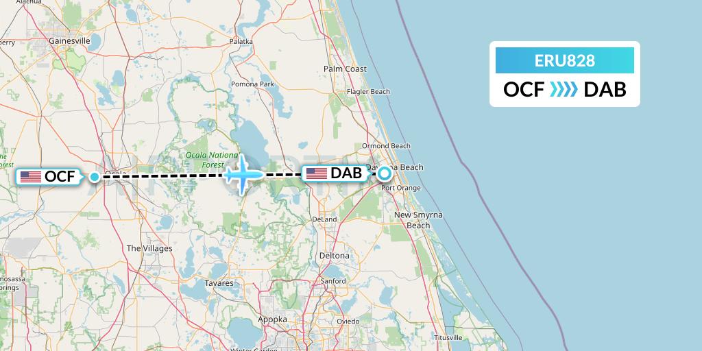 ERU828 Embry-riddle Aeronautical University Flight Map: Ocala to Daytona Beach