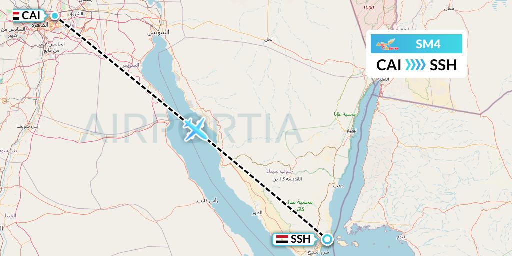 SM4 Air Cairo Flight Map: Cairo to Sharm el-Sheikh