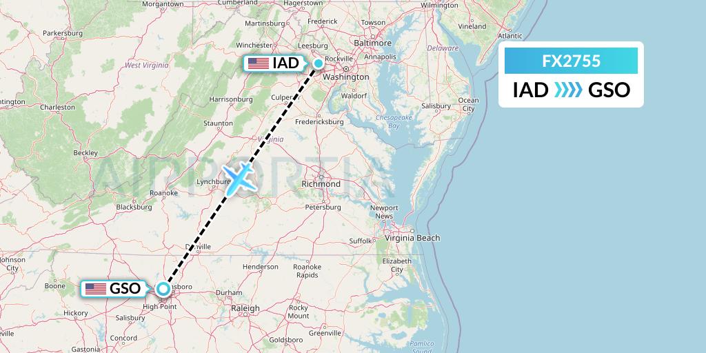 FX2755 Flight Status FedEx: Washington to Greensboro (FDX2755)