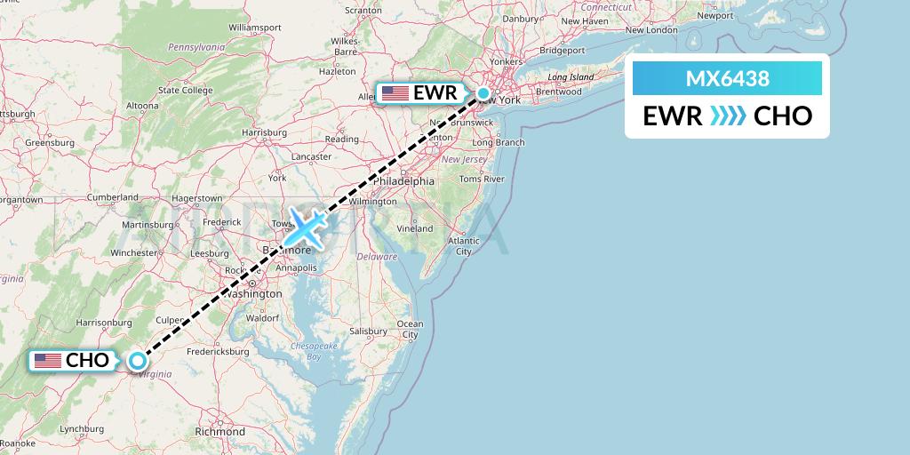 MX6438 Flight Status Breeze Airways New York to Charlottesville (MXY6438)