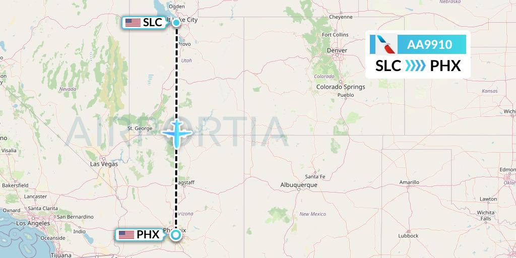 AA9910 American Airlines Flight Map: Salt Lake City to Phoenix