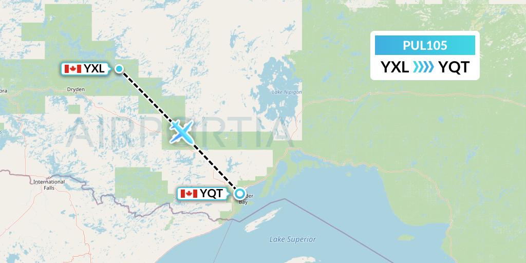 PUL105 Ornge Air Flight Map: Sioux Lookout to Thunder Bay