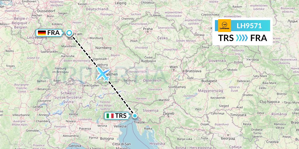 LH9571 Lufthansa Flight Map: Trieste to Frankfurt