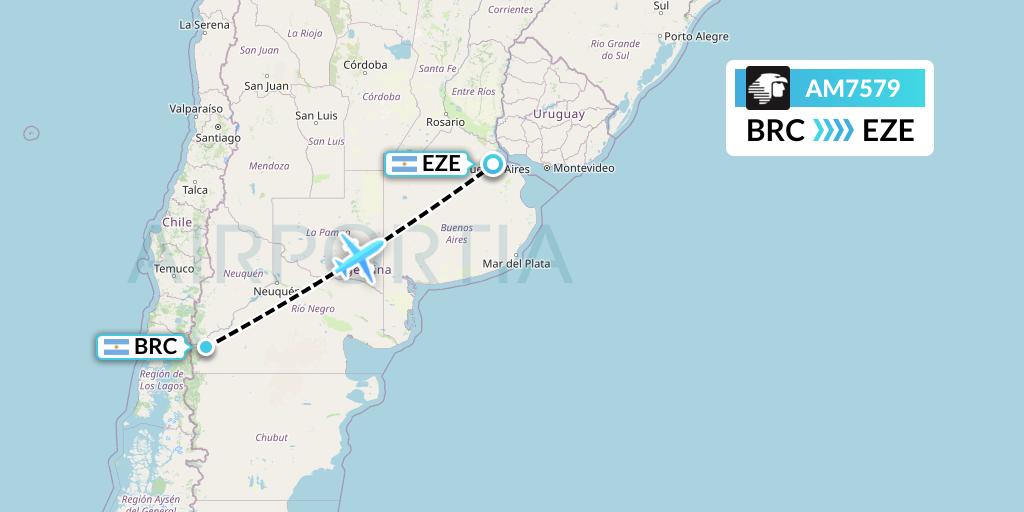 AM7579 Aeromexico Flight Map: San Carlos de Bariloche to Buenos Aires