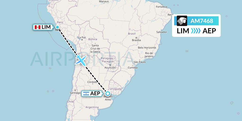AM7468 Aeromexico Flight Map: Lima to Buenos Aires