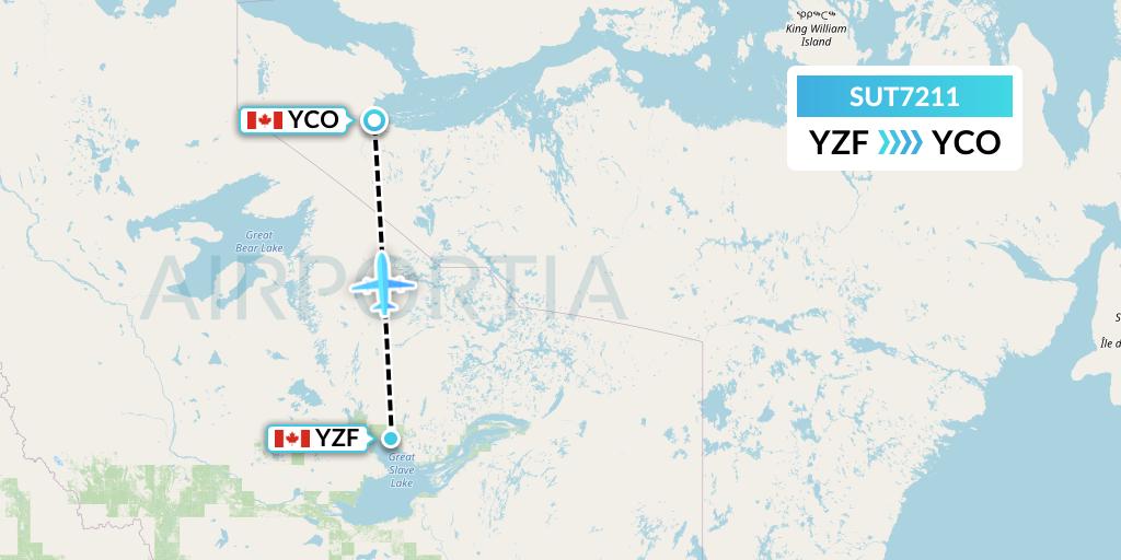 SUT7211 Summit Air Ltd. Flight Map: Yellowknife to Kugluktuk