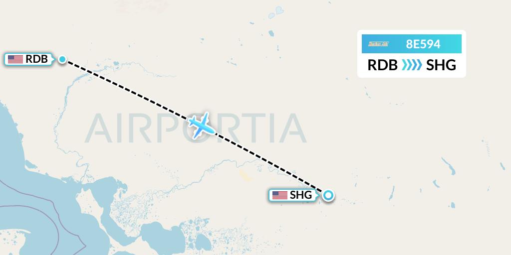 8E594 Bering Air Flight Map: Red Dog to Shungnak