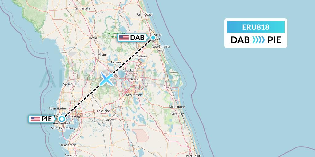 ERU818 Embry-riddle Aeronautical University Flight Map: Daytona Beach to St. Petersburg