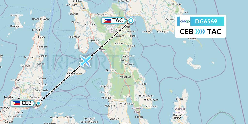 DG6569 Cebgo Flight Map: Cebu to Tacloban