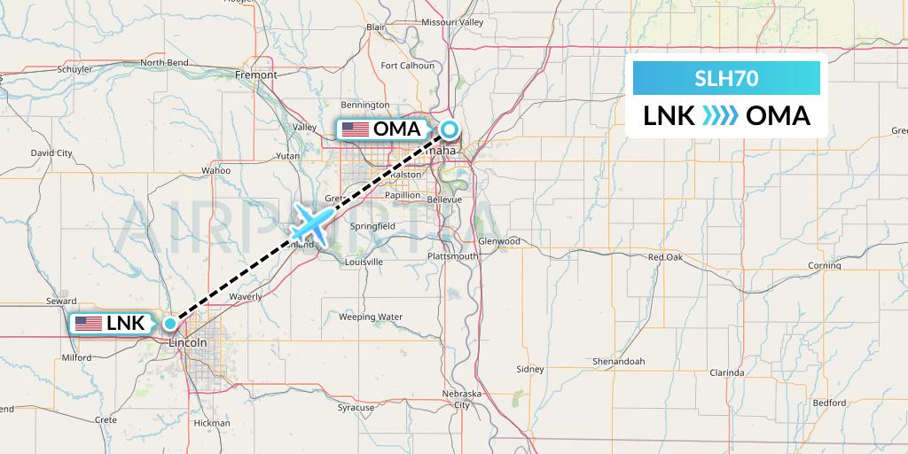 SLH70 Silverhawk Aviation Flight Map: Lincoln to Omaha
