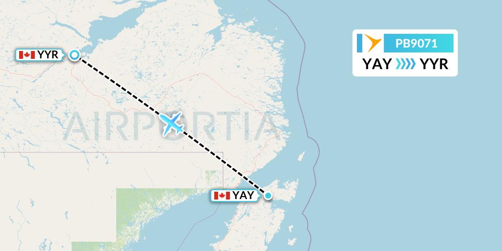 PB9071 PAL Airlines Flight Map: St. Anthony to Goose Bay