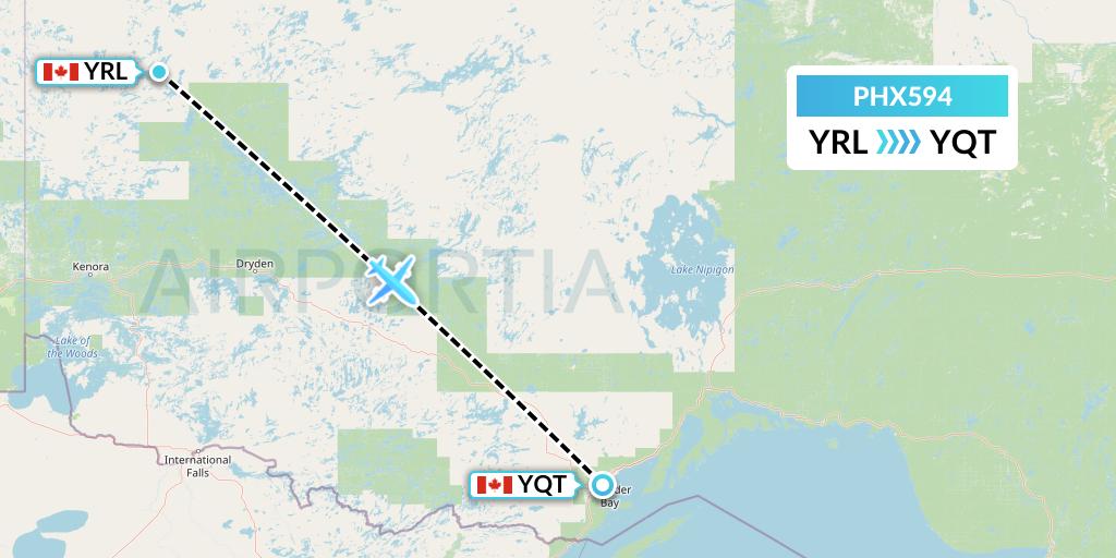 PHX594 SkyCare Flight Map: Red Lake to Thunder Bay